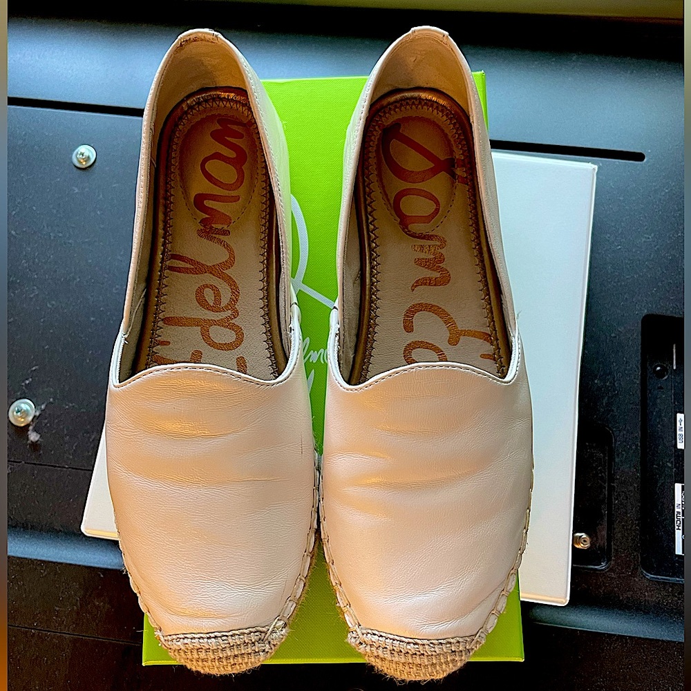 Sam Edelman Kesia White Leather Espadrilles. Size 7.5M